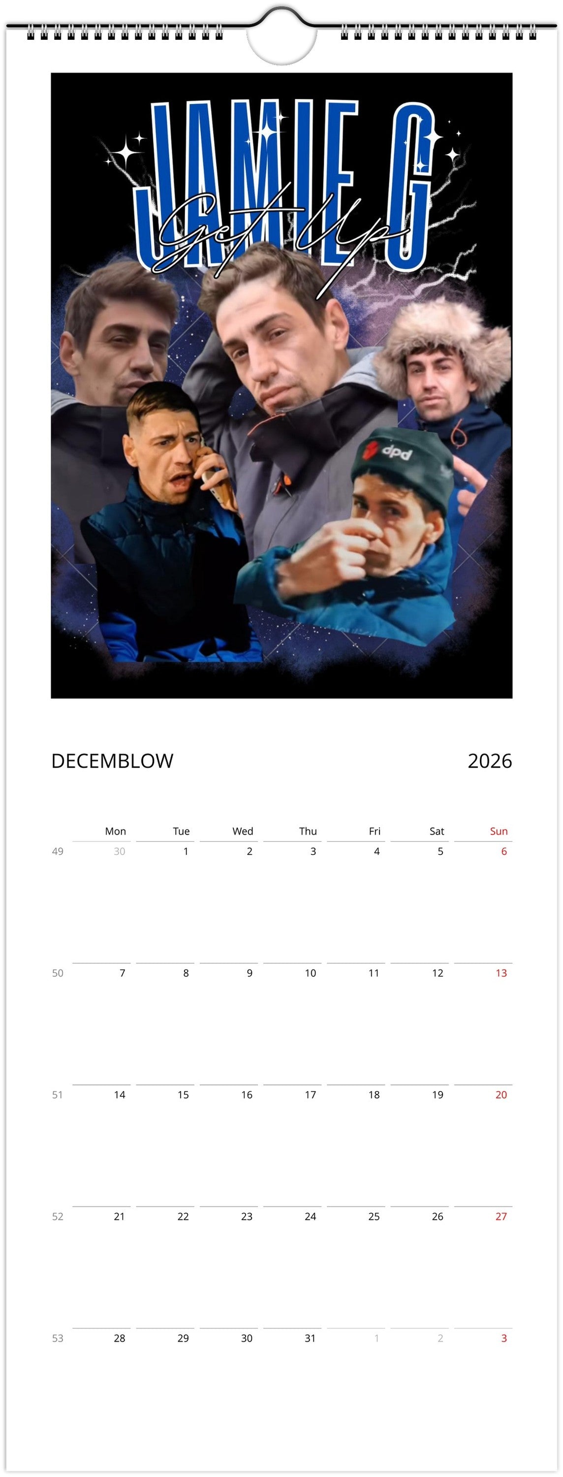 Jamie G Wall calendar 2026